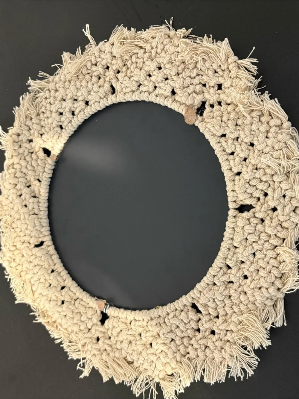 Neutral Beige Macramé Wall Mirror - Boho Home Wall Decor
